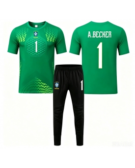 Billige Fotballdrakt Brasil Alisson Becker #1 Keeper Replika Bortedraktsett Barn VM 2026 Kortermet (med bukser)